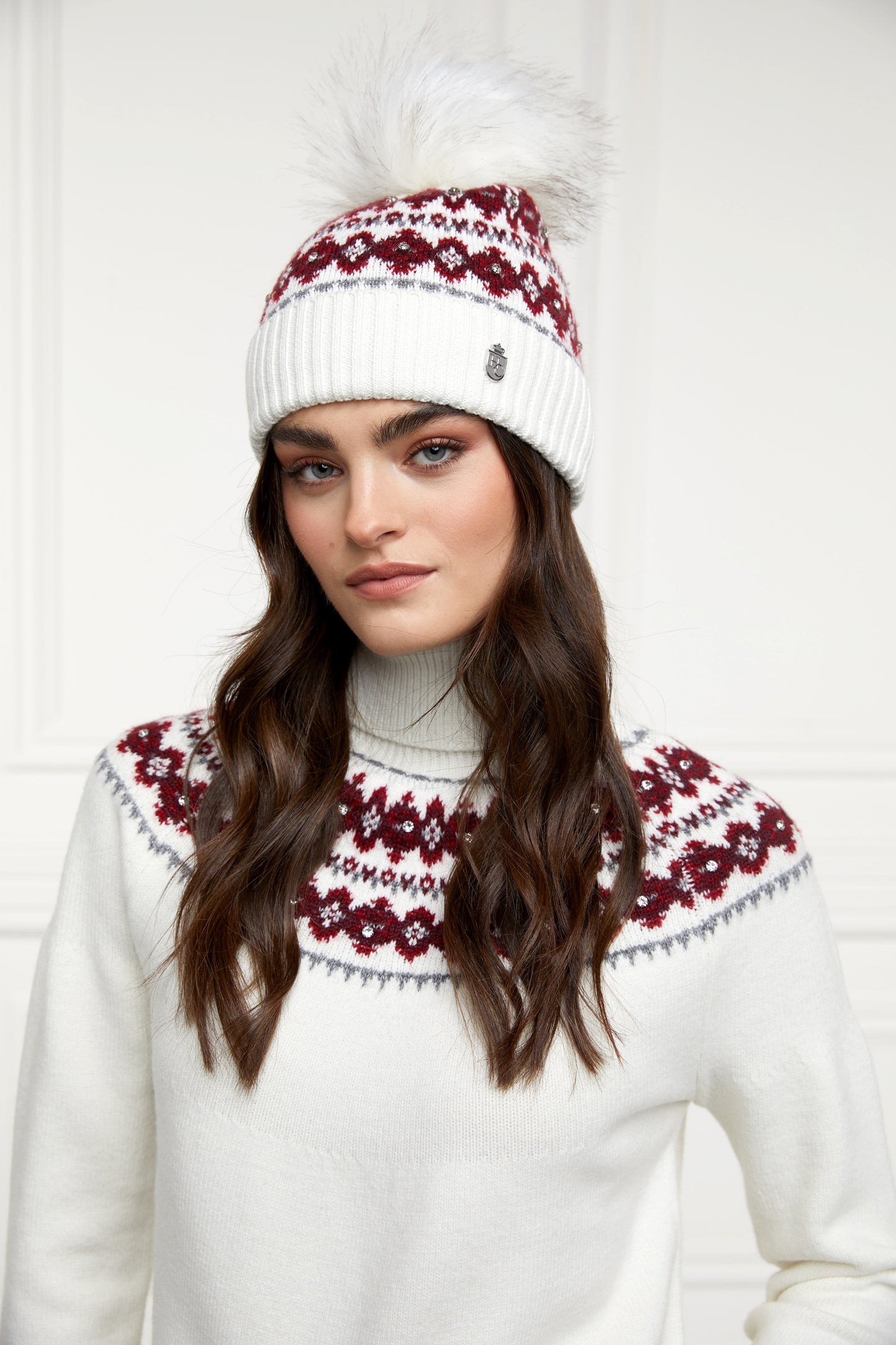 Jennifer Fairisle Bobble Hat (Natural)
