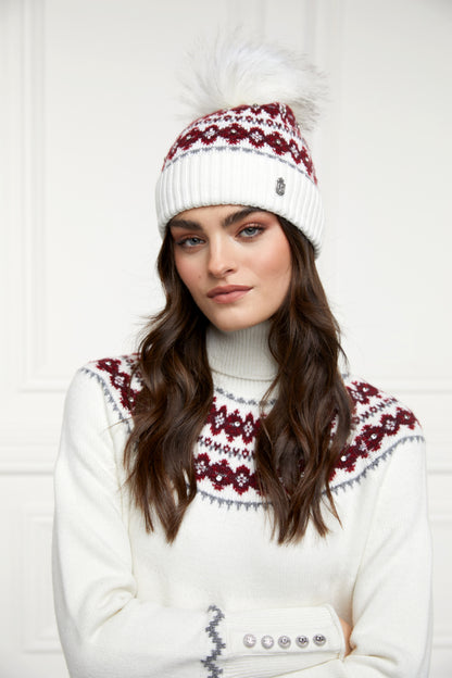 Jennifer Fairisle Bobble Hat (Natural)