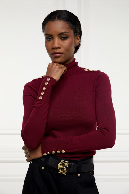 Buttoned Knit Roll Neck