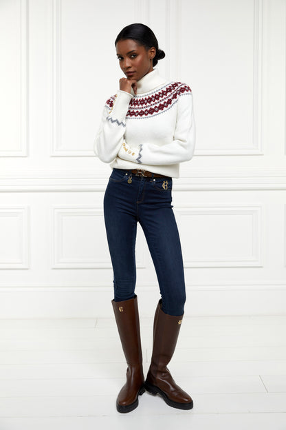 Jennifer Fairisle Roll Neck Knit (Natural)