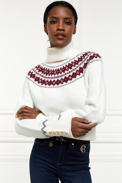 Jennifer Fairisle Roll Neck Knit (Natural)