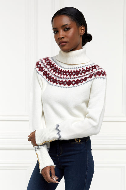 Jennifer Fairisle Roll Neck Knit (Natural)