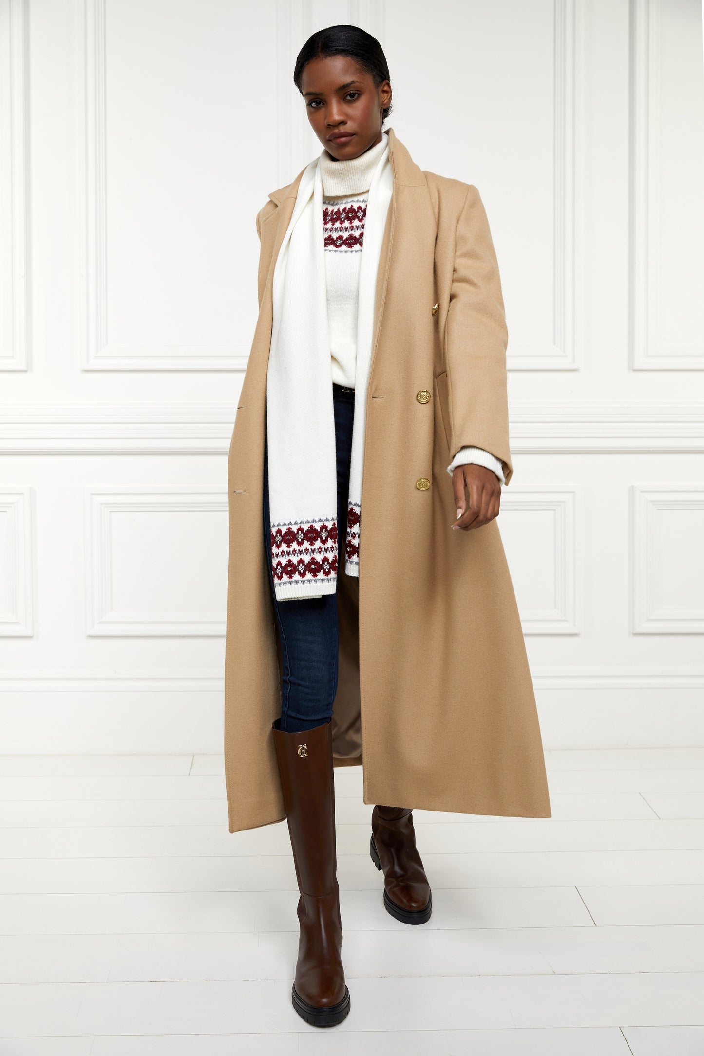 Jennifer Fairisle Roll Neck Knit (Natural)