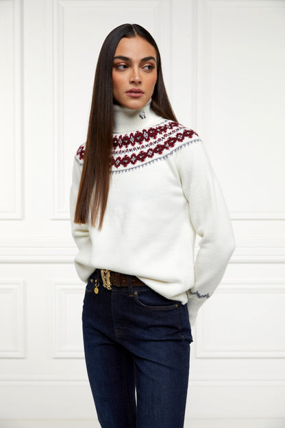 Jennifer Fairisle Roll Neck Knit (Natural)