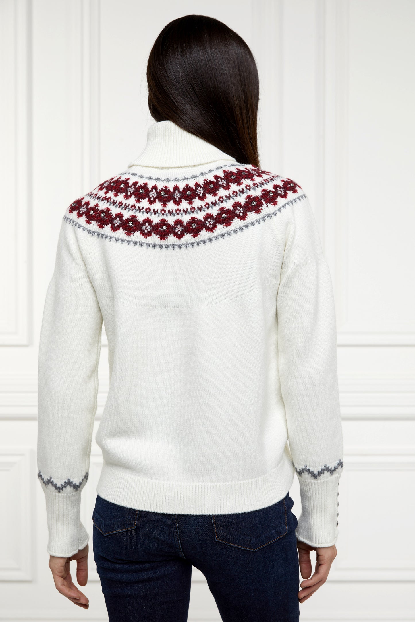 Jennifer Fairisle Roll Neck Knit (Natural)