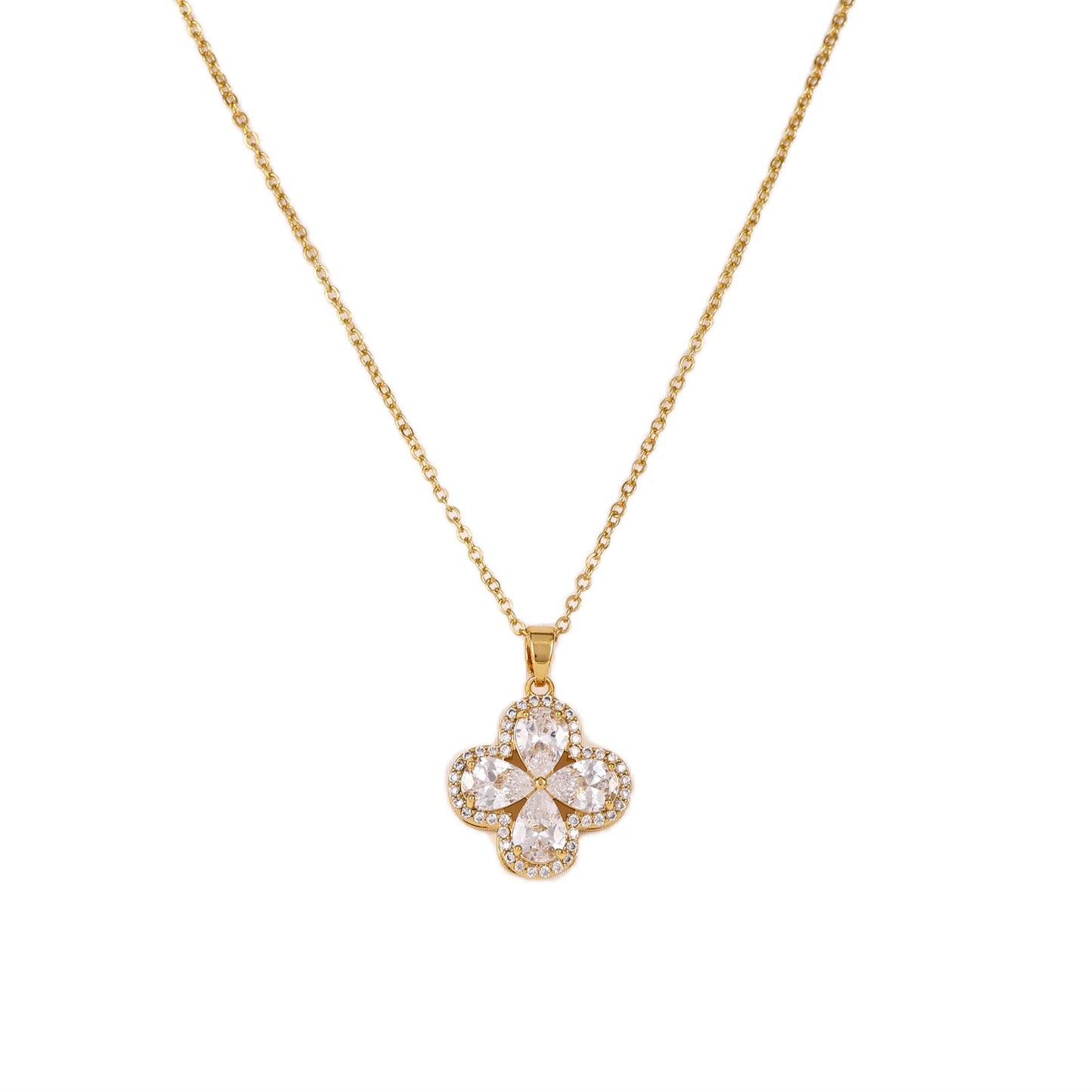 GOLD PLATED NECKLACE WITH CUBIC ZIRCONIA STONES