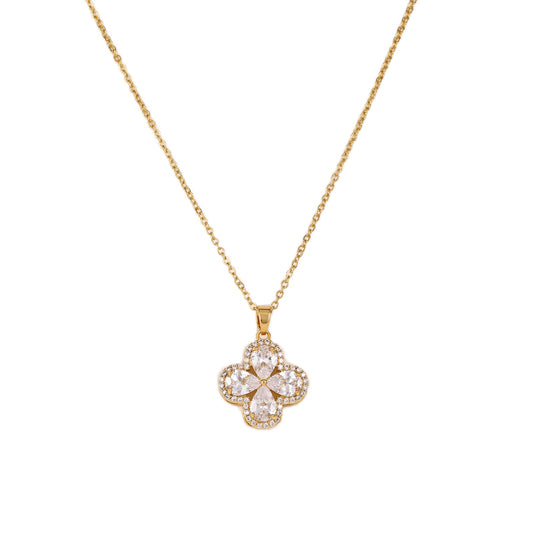 GOLD PLATED NECKLACE WITH CUBIC ZIRCONIA STONES