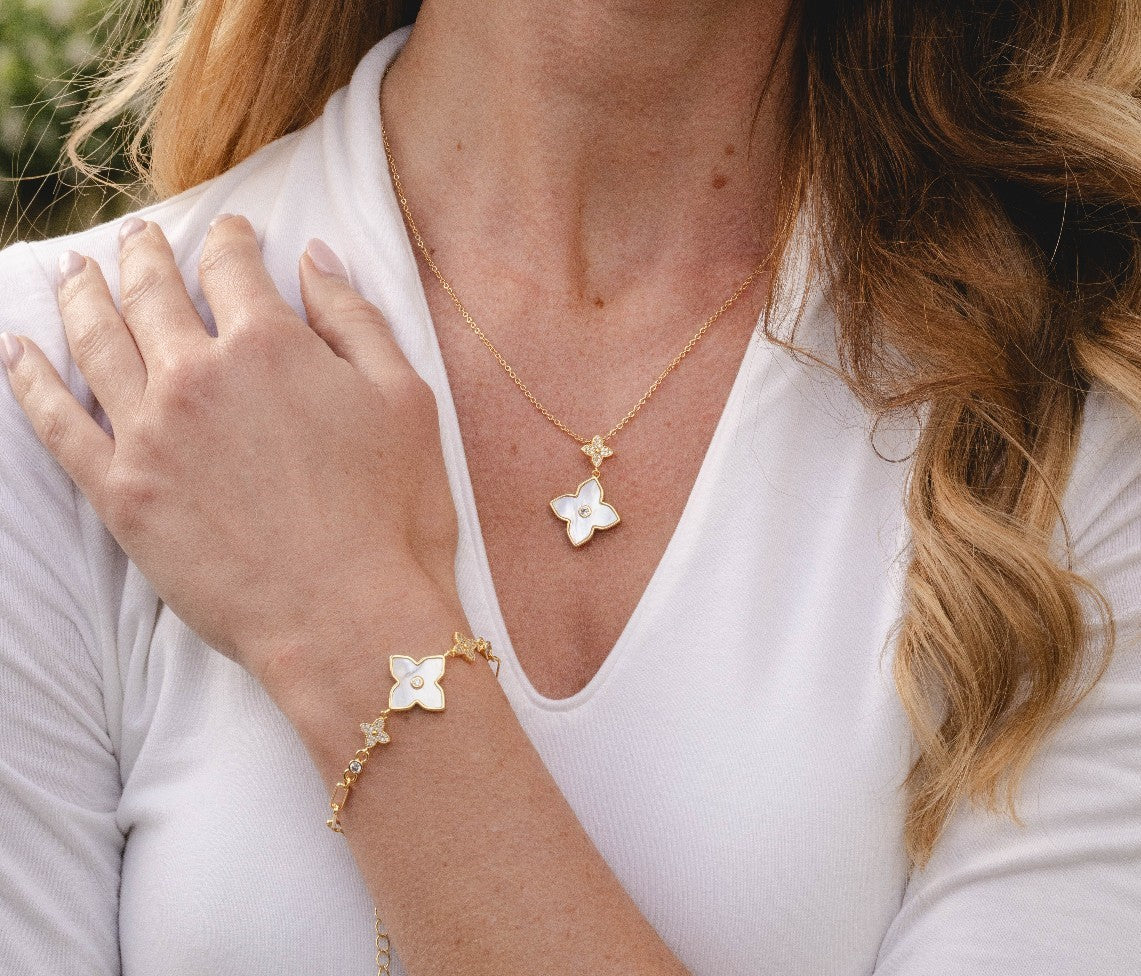 18K Gold Plated Necklace With Cubic Zirconia Stones