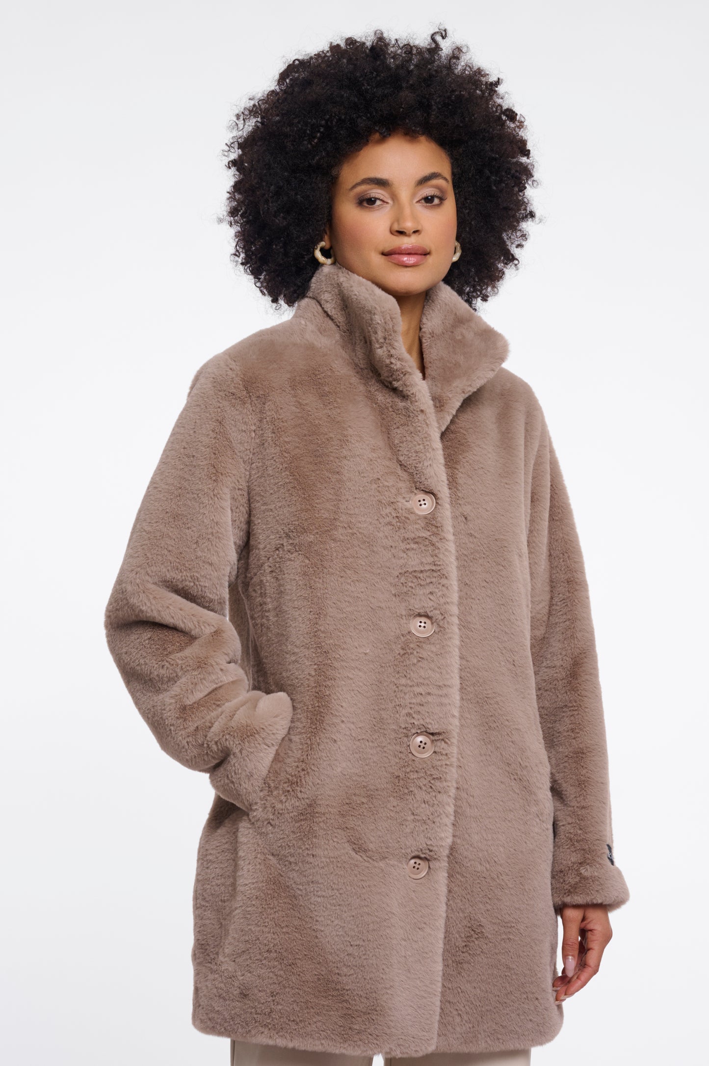 Single Breasted Faux Fur Coat