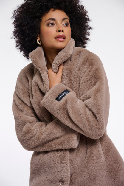 Single Breasted Faux Fur Coat