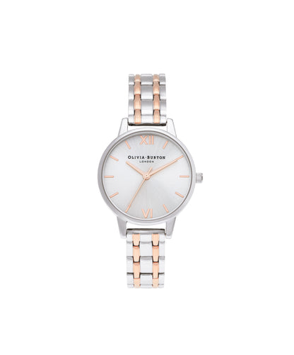 The England 30mm Silver & Carnation Gold Bracelet Watch