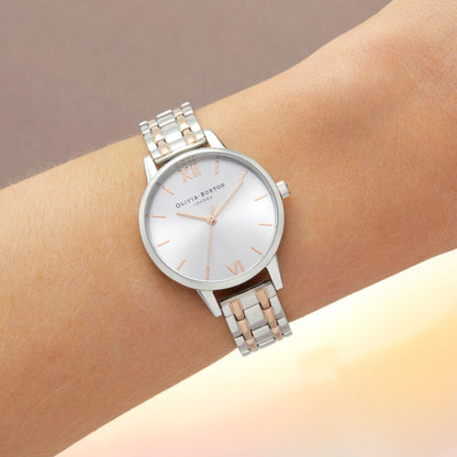 The England 30mm Silver & Carnation Gold Bracelet Watch