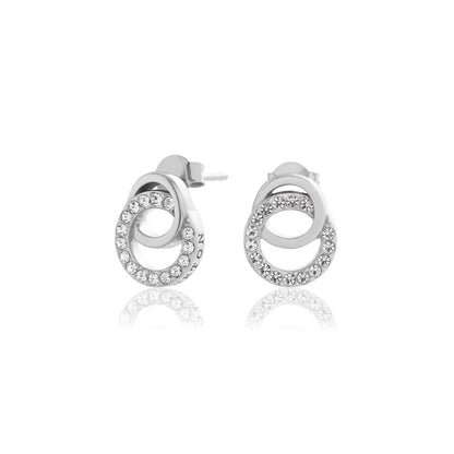 Classic Silver Interlink Drop Stud Earrings