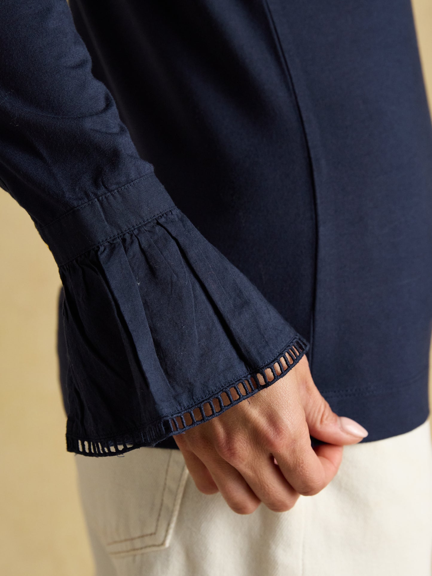 Kate Long Sleeve Frilled Neck Top