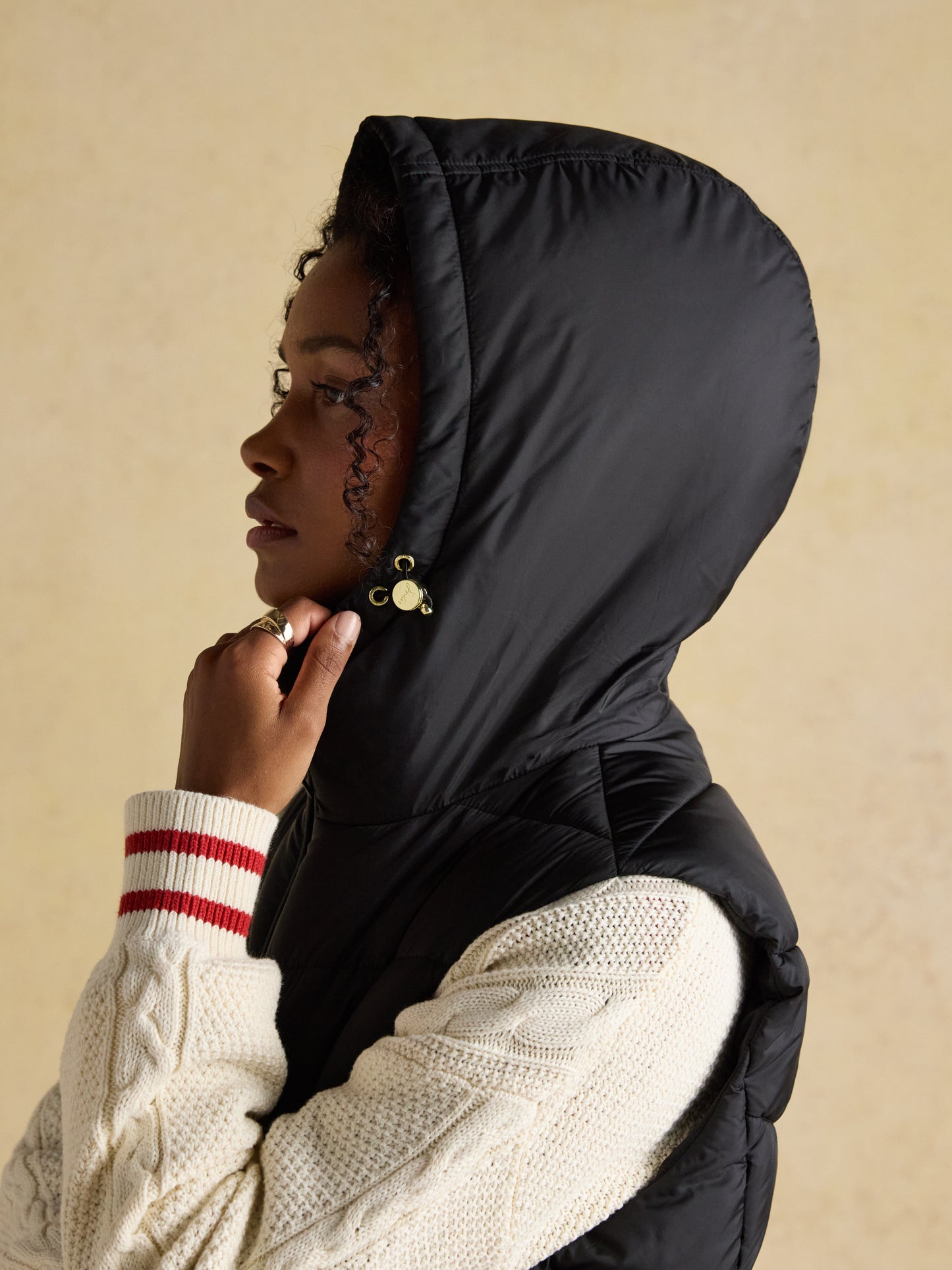 Moorsdale Black Longline Showerproof Padded Gilet with Hood