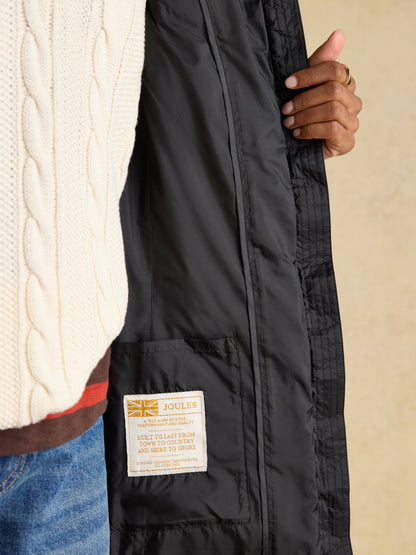 Moorsdale Black Longline Showerproof Padded Gilet with Hood