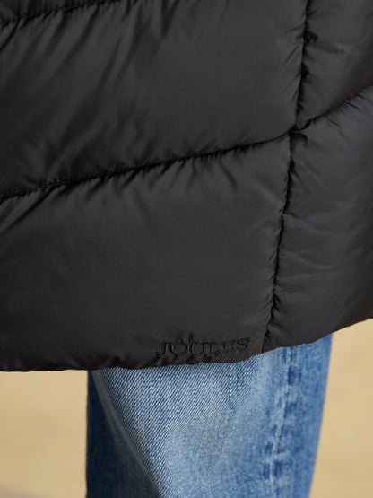 Moorsdale Black Longline Showerproof Padded Gilet with Hood