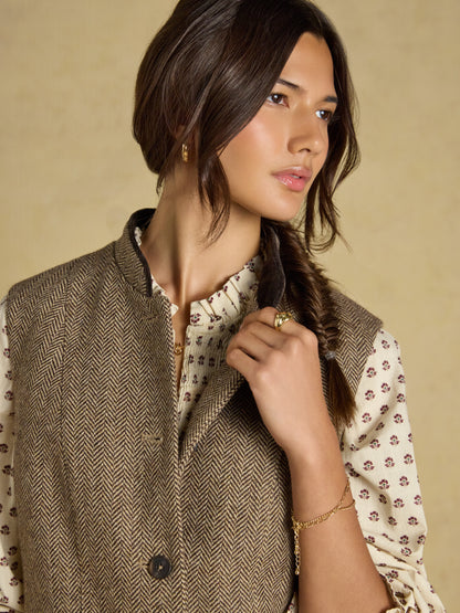 Nehru Tweed Fitted Gilet