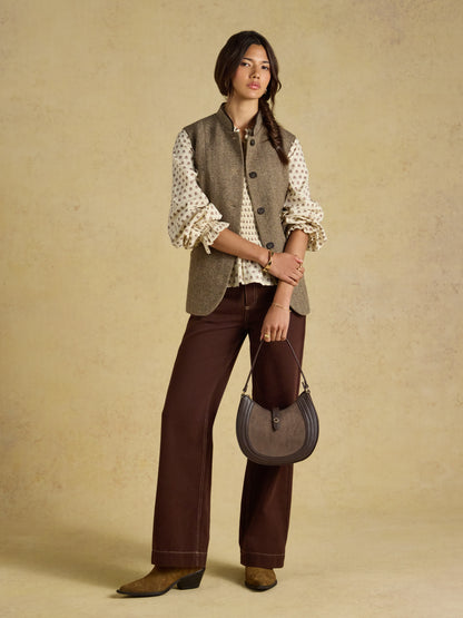 Nehru Tweed Fitted Gilet