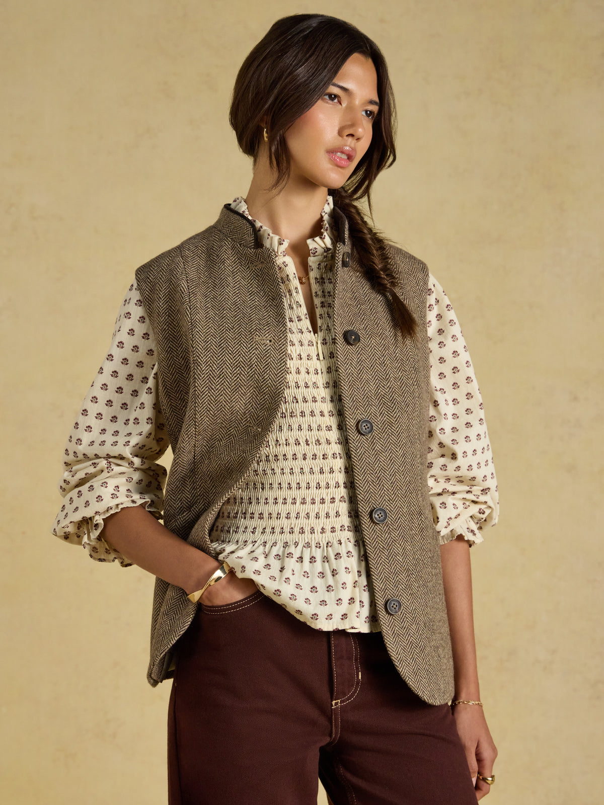 Nehru Tweed Fitted Gilet