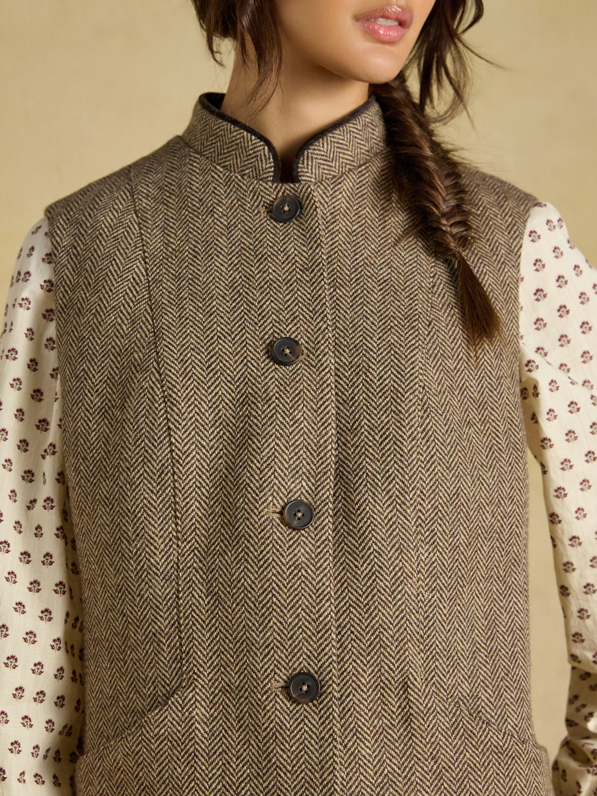 Nehru Tweed Fitted Gilet