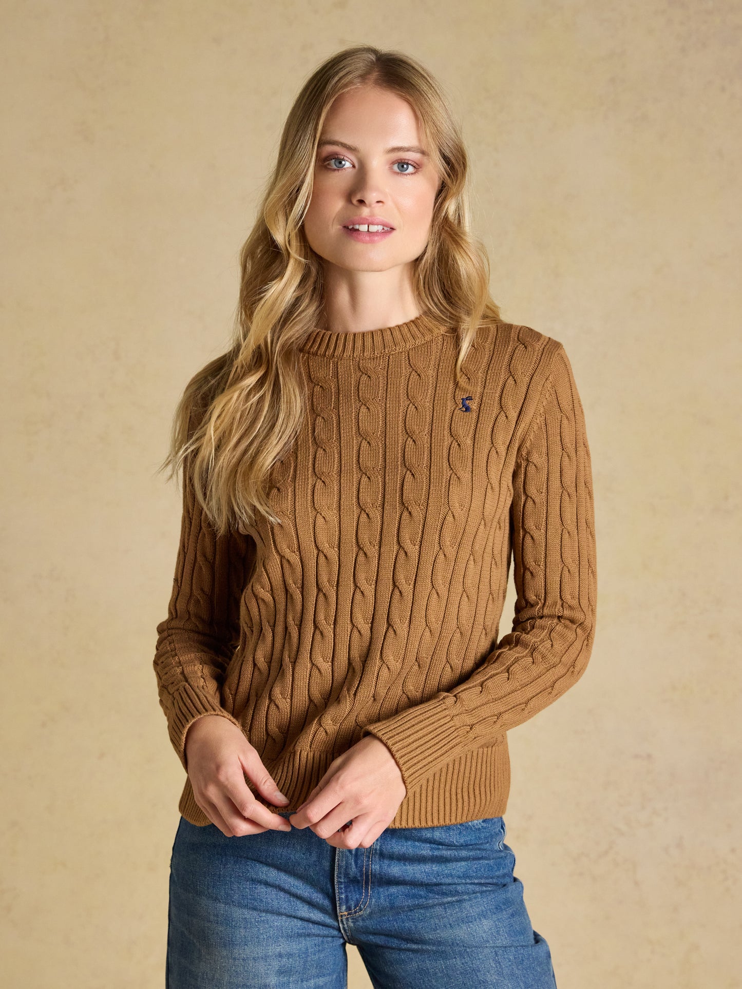 Classic Cable Cotton Crew Neck Jumper