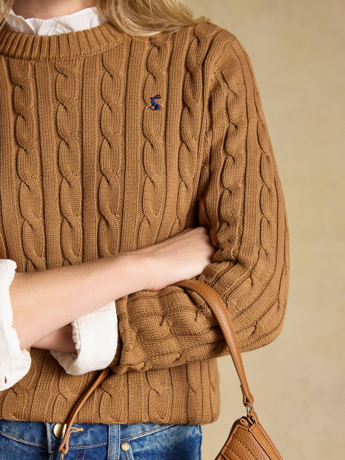Classic Cable Cotton Crew Neck Jumper