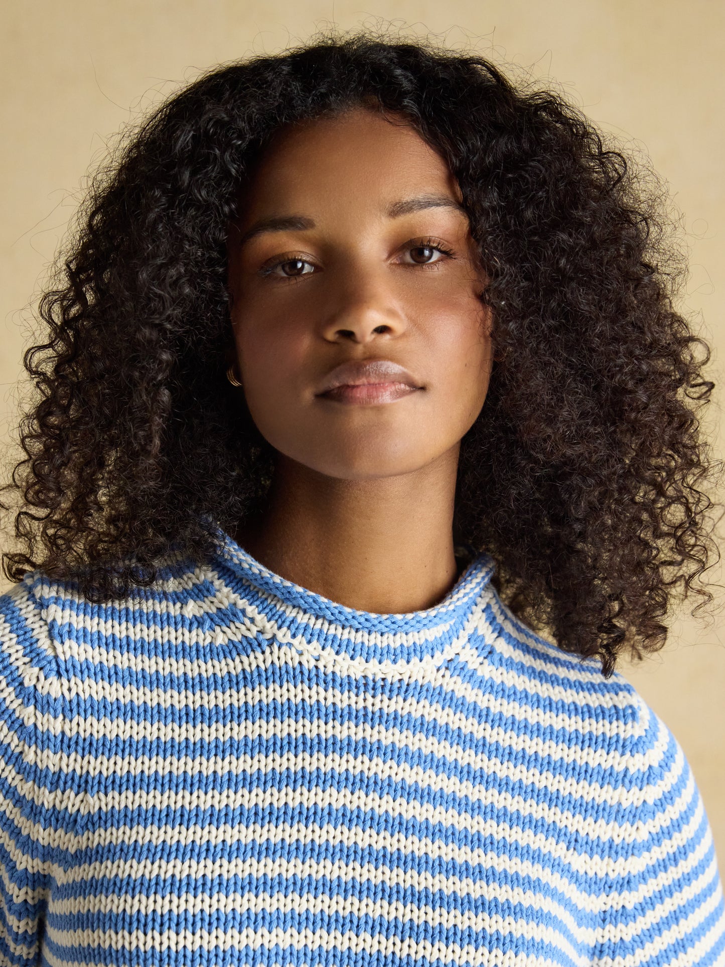Skye - Blue & White Striped Cotton Crew Neck Jumper