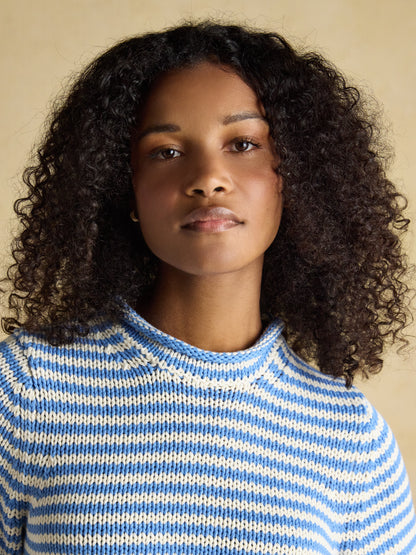 Skye - Blue & White Striped Cotton Crew Neck Jumper