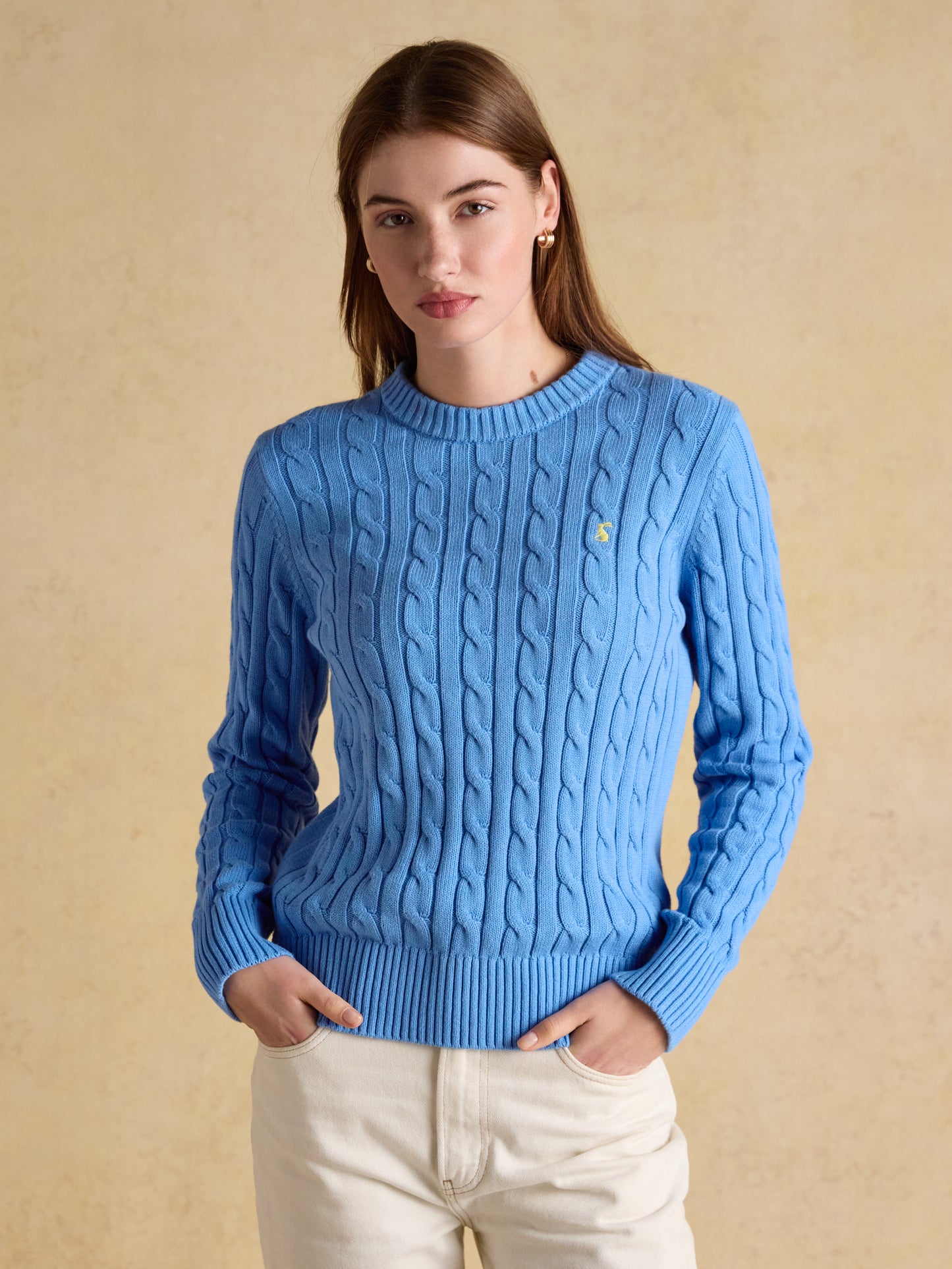 Classic Cable Cotton Crew Neck Jumper