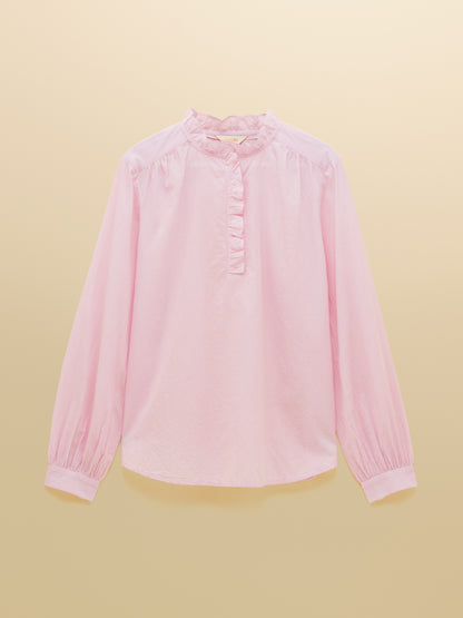 Melanie Long Sleeve Blouse with Ruffle Neck