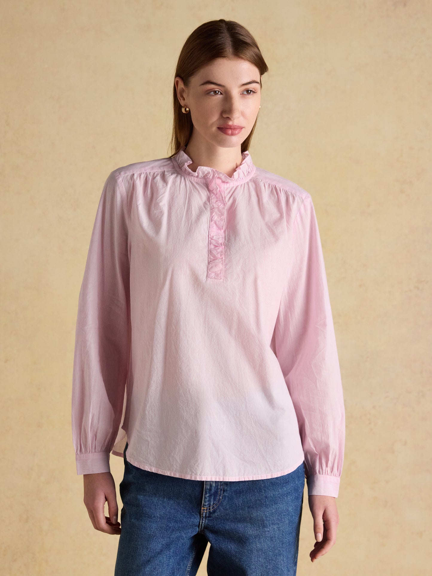 Melanie Long Sleeve Blouse with Ruffle Neck