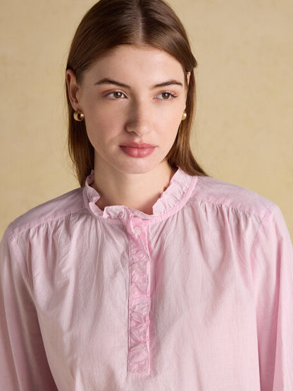 Melanie Long Sleeve Blouse with Ruffle Neck