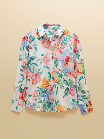 Anna Floral Long Sleeve Linen Shirt