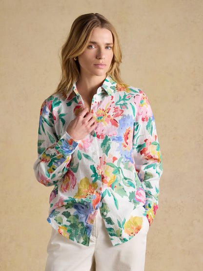 Anna Floral Long Sleeve Linen Shirt