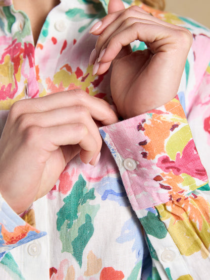 Anna Floral Long Sleeve Linen Shirt