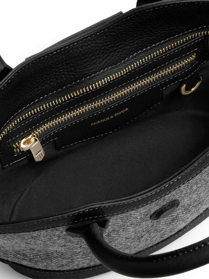 Mini Windsor Tote Black Herringbone Leather