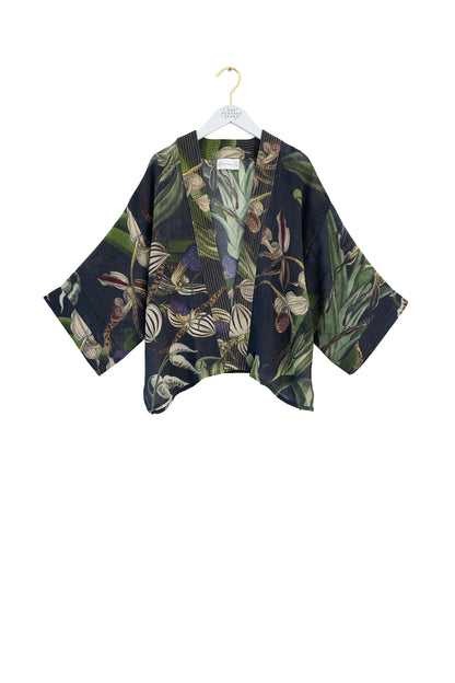 Orchid Black Wool Kimono