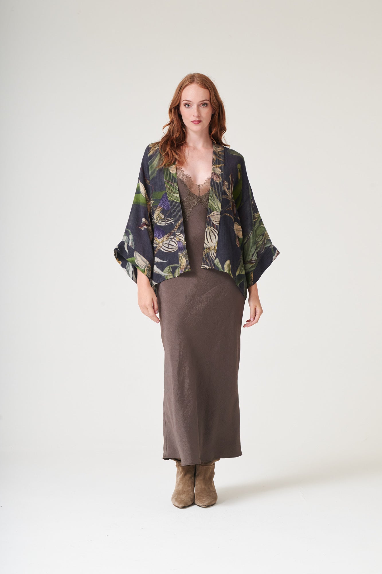 Orchid Black Wool Kimono