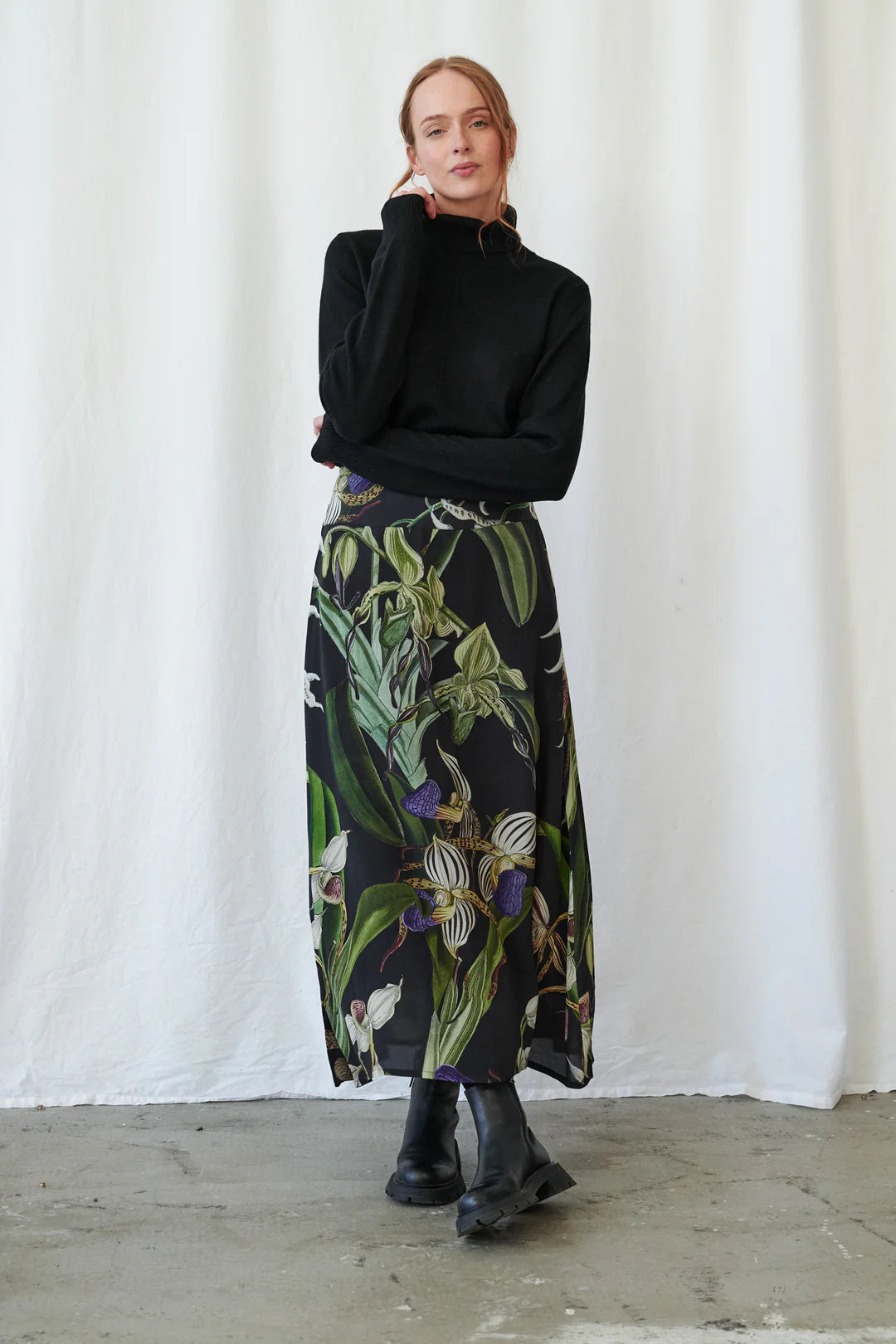 Orchid Black A-line Maxi Skirt S/M