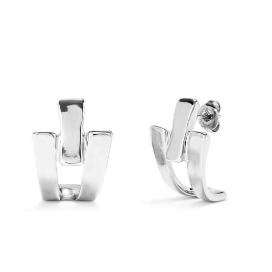 Triple-Curve Stud Earrings in sterling silver