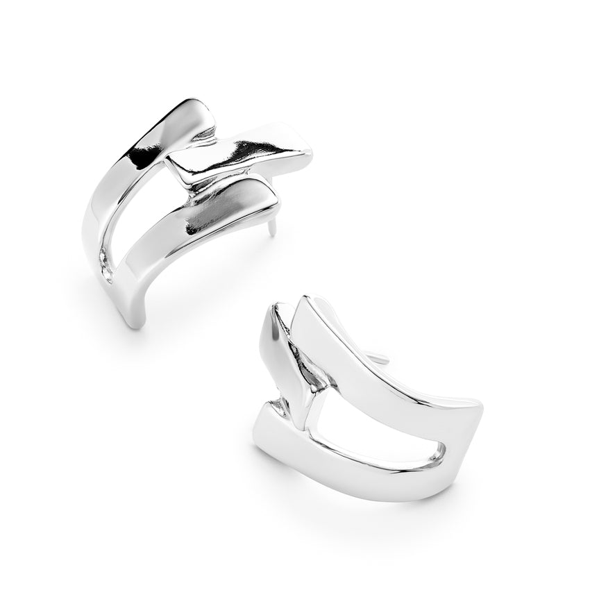 Triple-Curve Stud Earrings in sterling silver