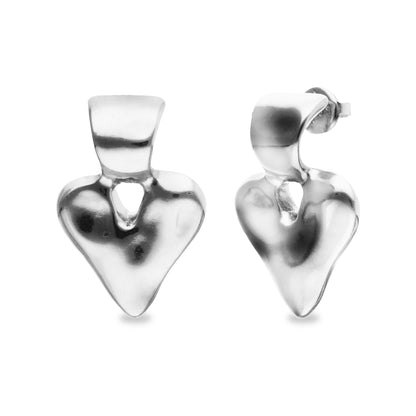 Sterling silver plated small heart stud earrings