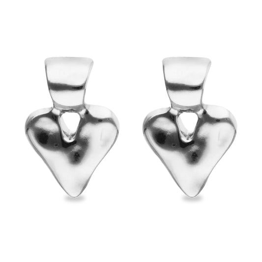Sterling silver plated small heart stud earrings