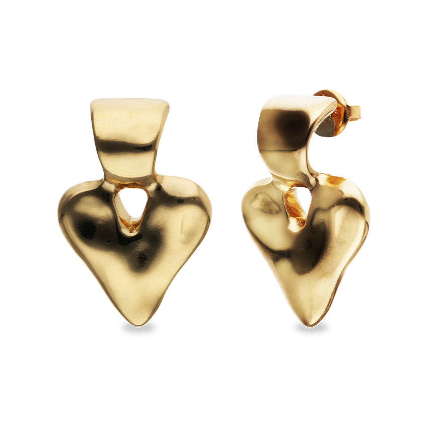 18k gold plated heart shaped earrings