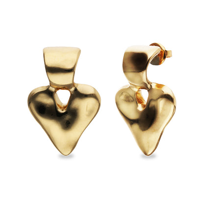 18k gold plated heart shaped earrings