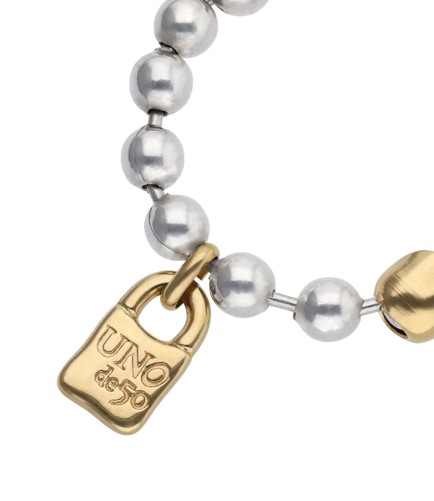 Sterling silver Beaded bracelet with padlock