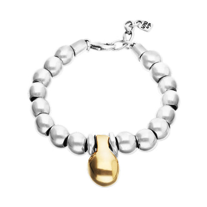 Beaded bracelet in a two-tone finish sterling silver alloy