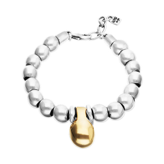Beaded bracelet in a two-tone finish sterling silver alloy