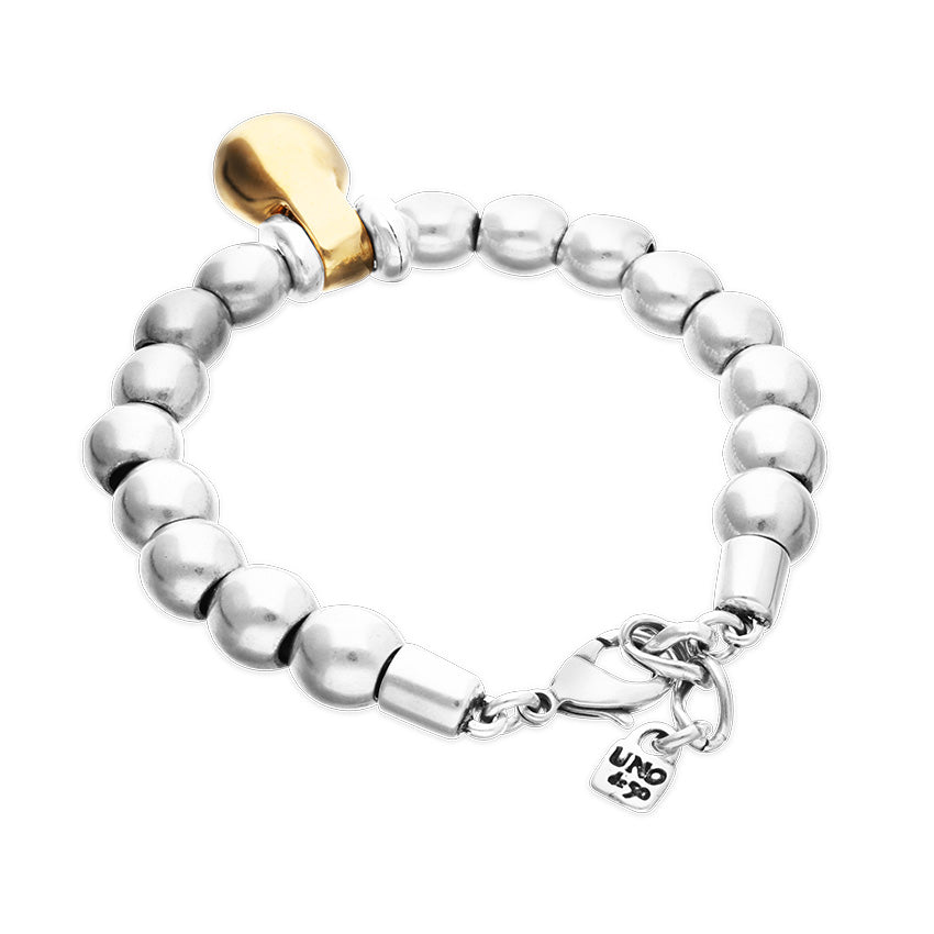 Beaded bracelet in a two-tone finish sterling silver alloy